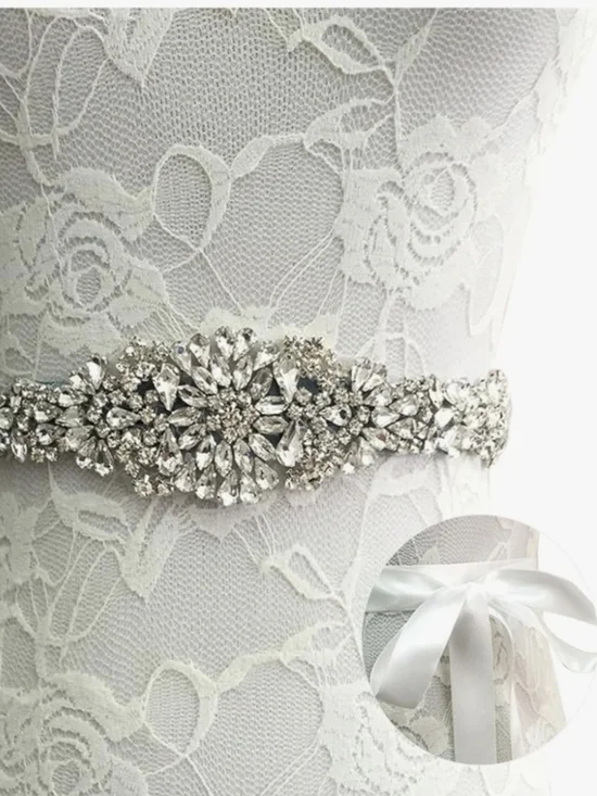 Bridal Crystal Rhinestone Wedding Dress Belt - Picture 1 of 8